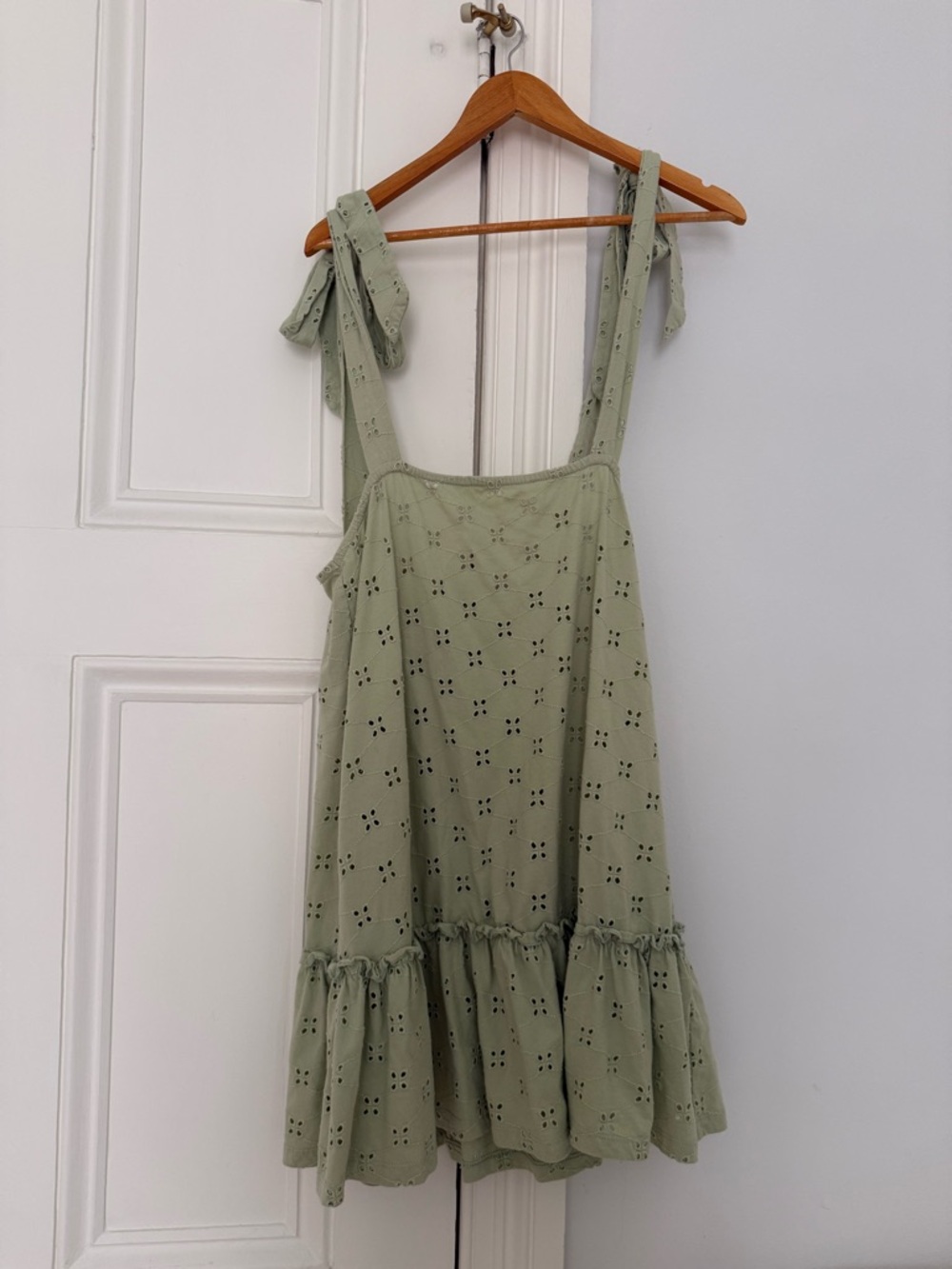 Sage Eyelet Tie-Shoulder Sundress